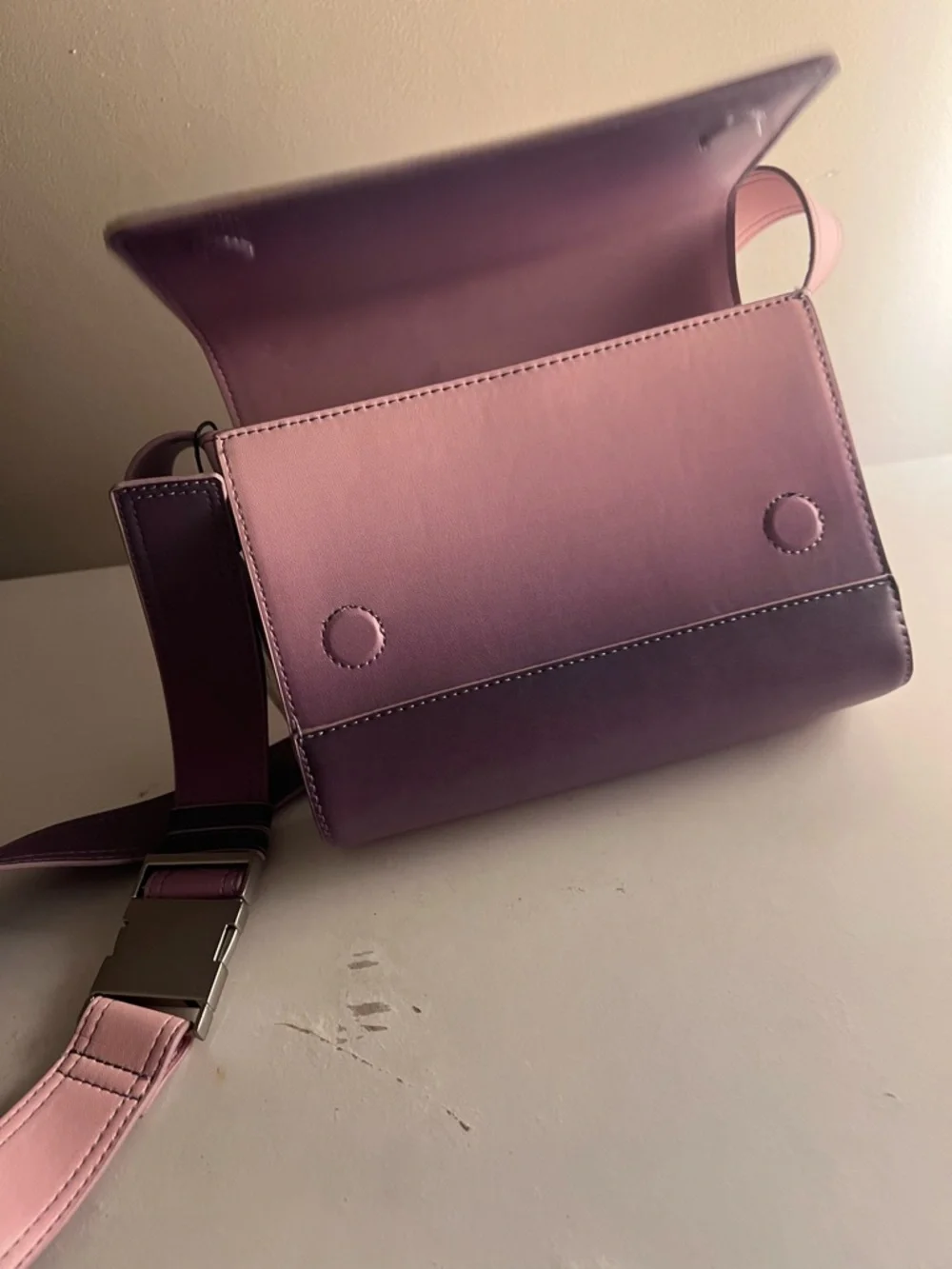 Zara Women’s Gradient Purple Crossbody Bag with Pink Strap